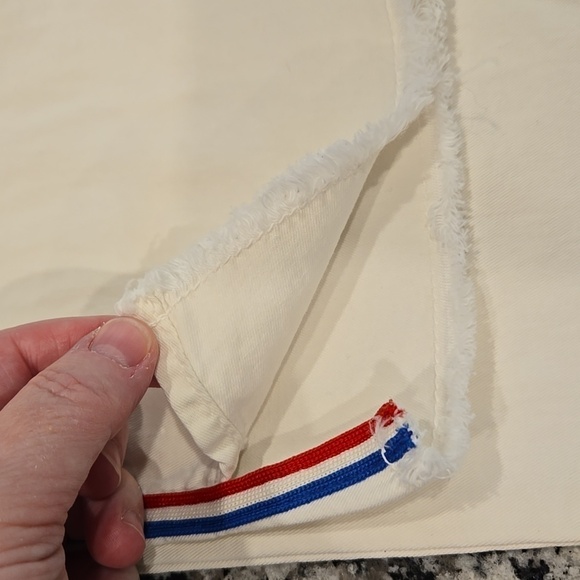 SUNDRY RED ,WHITE, AND BLUE SIDE STRIPE RAW HEM WHITE JEANS. SIZE 26. - Picture 8 of 10